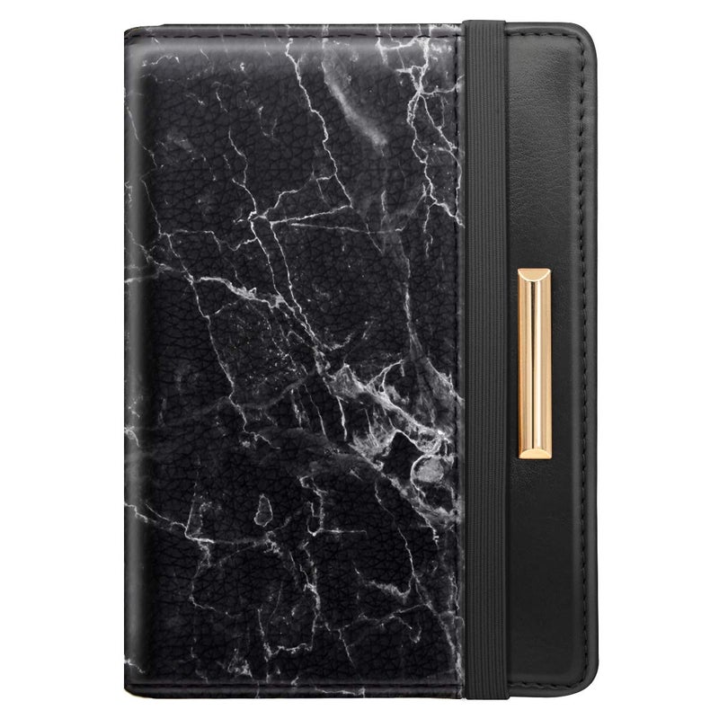 Coco Rossi Passport Holder Cover,Traveling Passport Case Cute Marble Passport Wallet for Women,Black Marble - Image 1